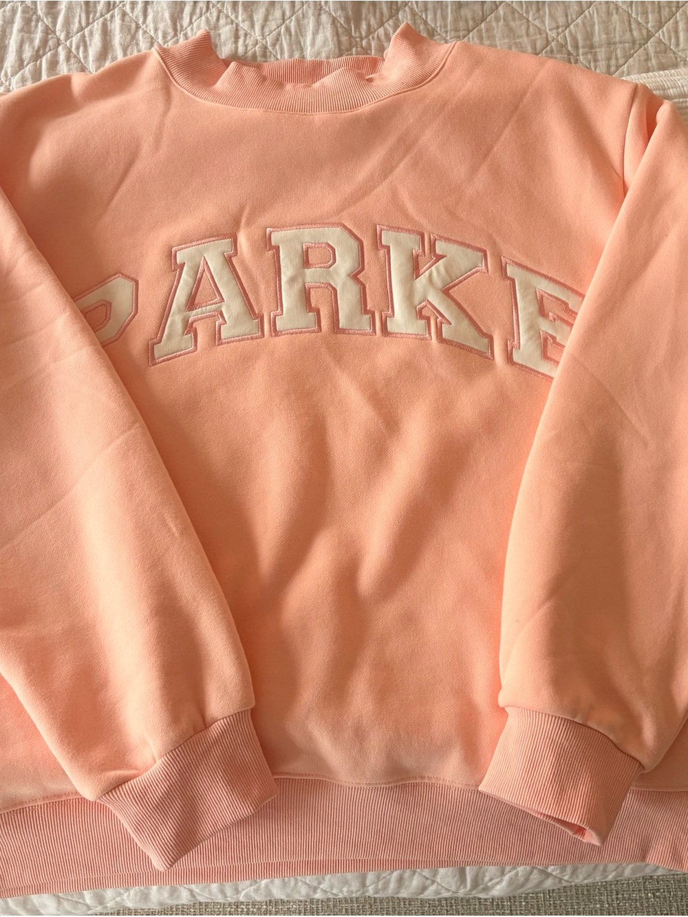 PARKE Pink Crewneck Sweatshirt with White Lettering - Picture 2 of 3